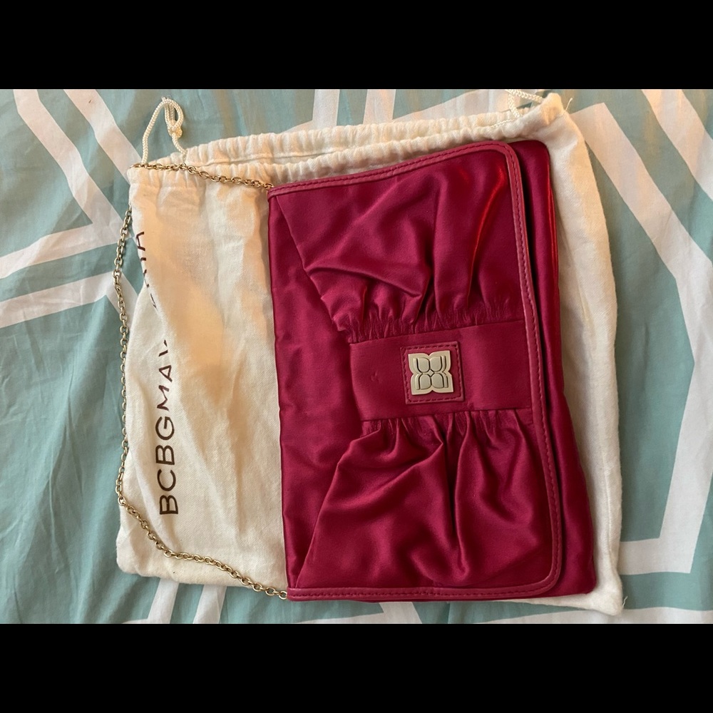 Pink satin clutch purse